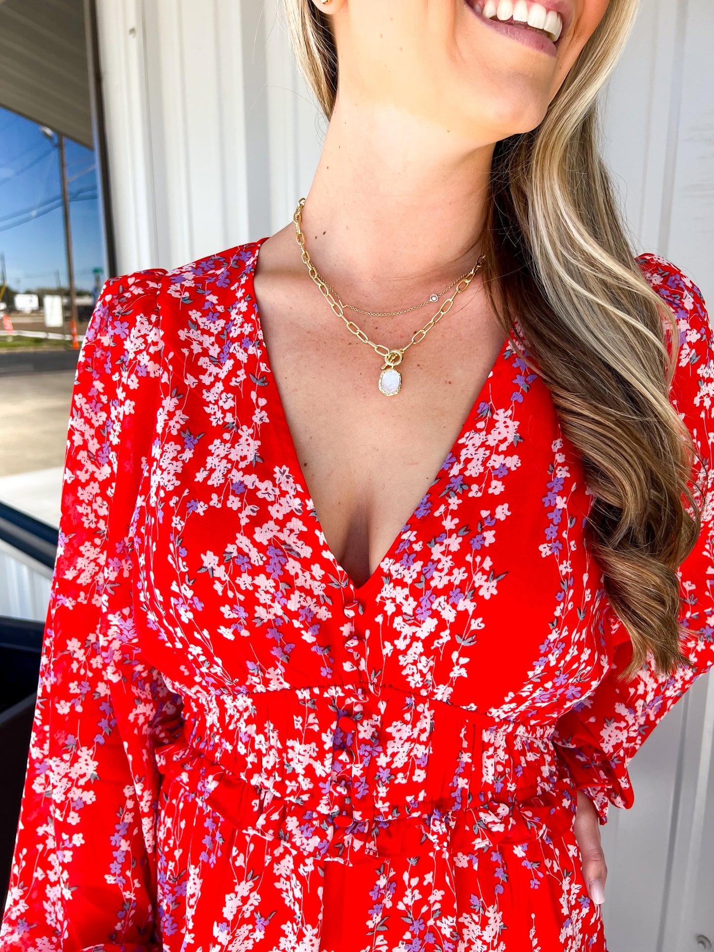 Red Floral Print Mini Dress - Southern Belle Boutique