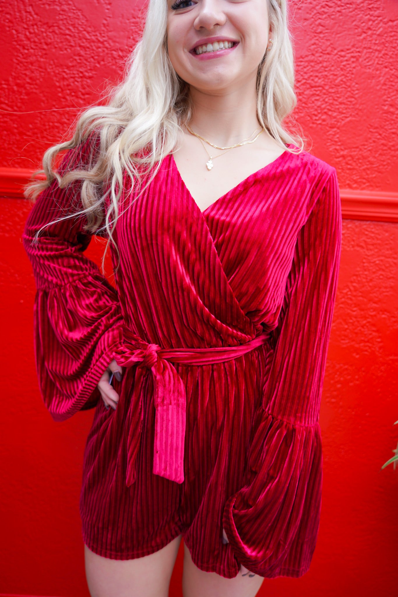 Velvet Romper - Burgundy - Southern Belle Boutique