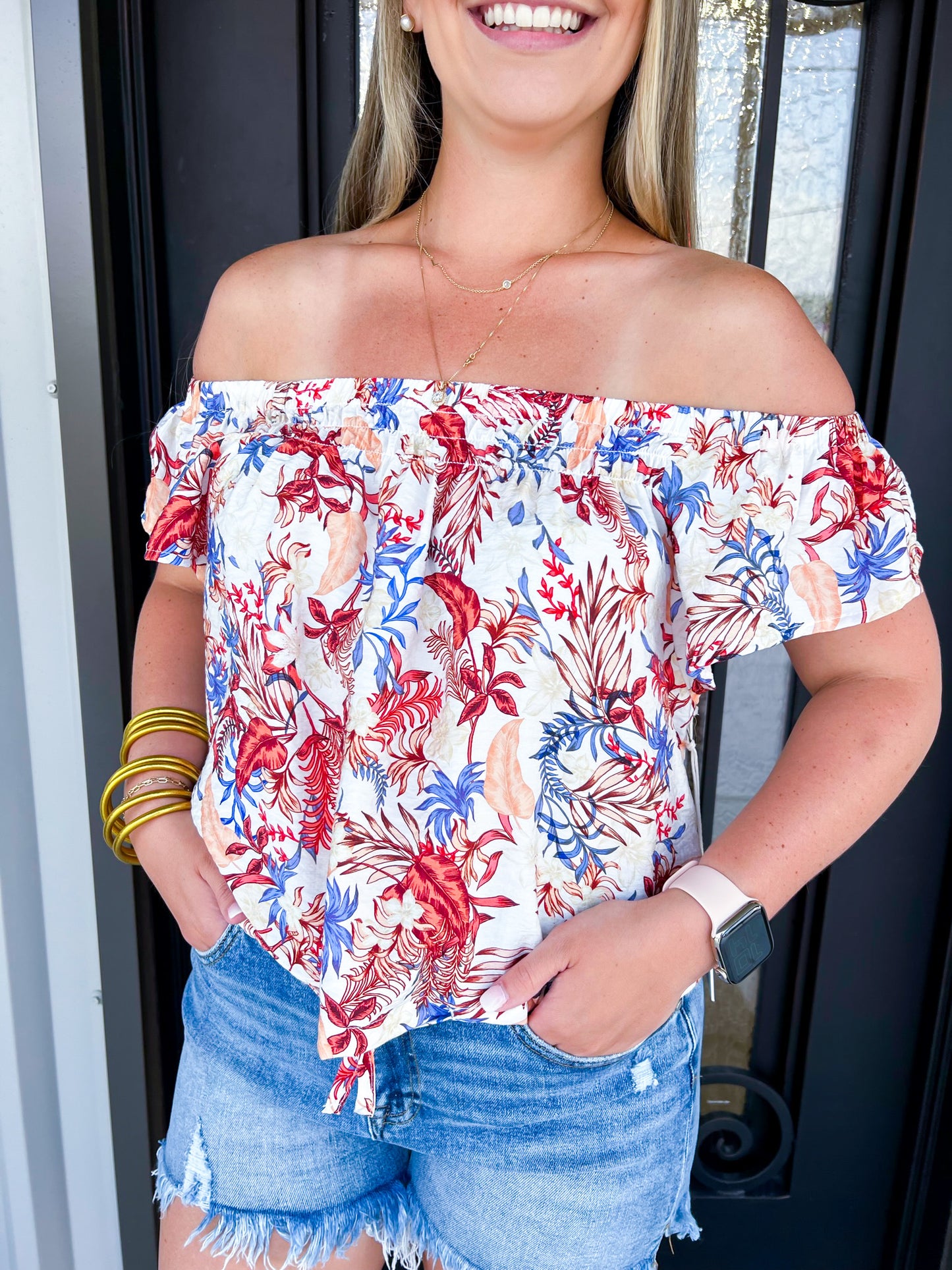 Pippa Smocked Top - Botanica - Southern Belle Boutique