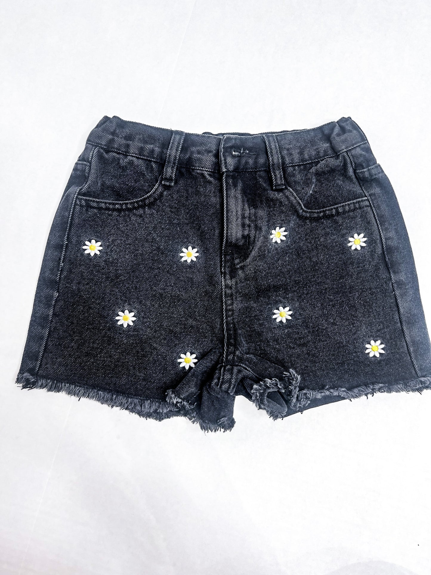Daisy Emb Frayed Denim Shorts - Southern Belle Boutique