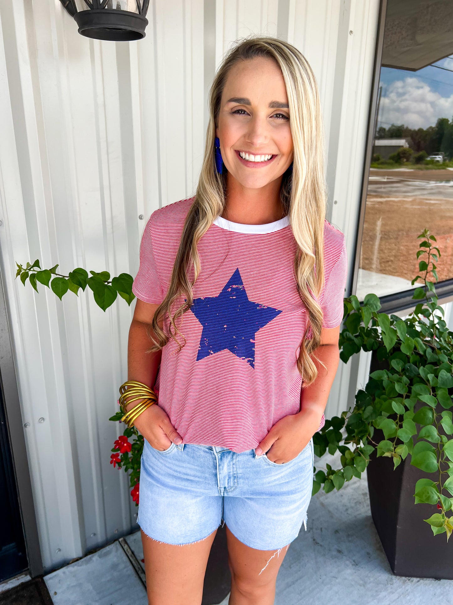 July 4th Striped Print Tee - Southern Belle Boutique