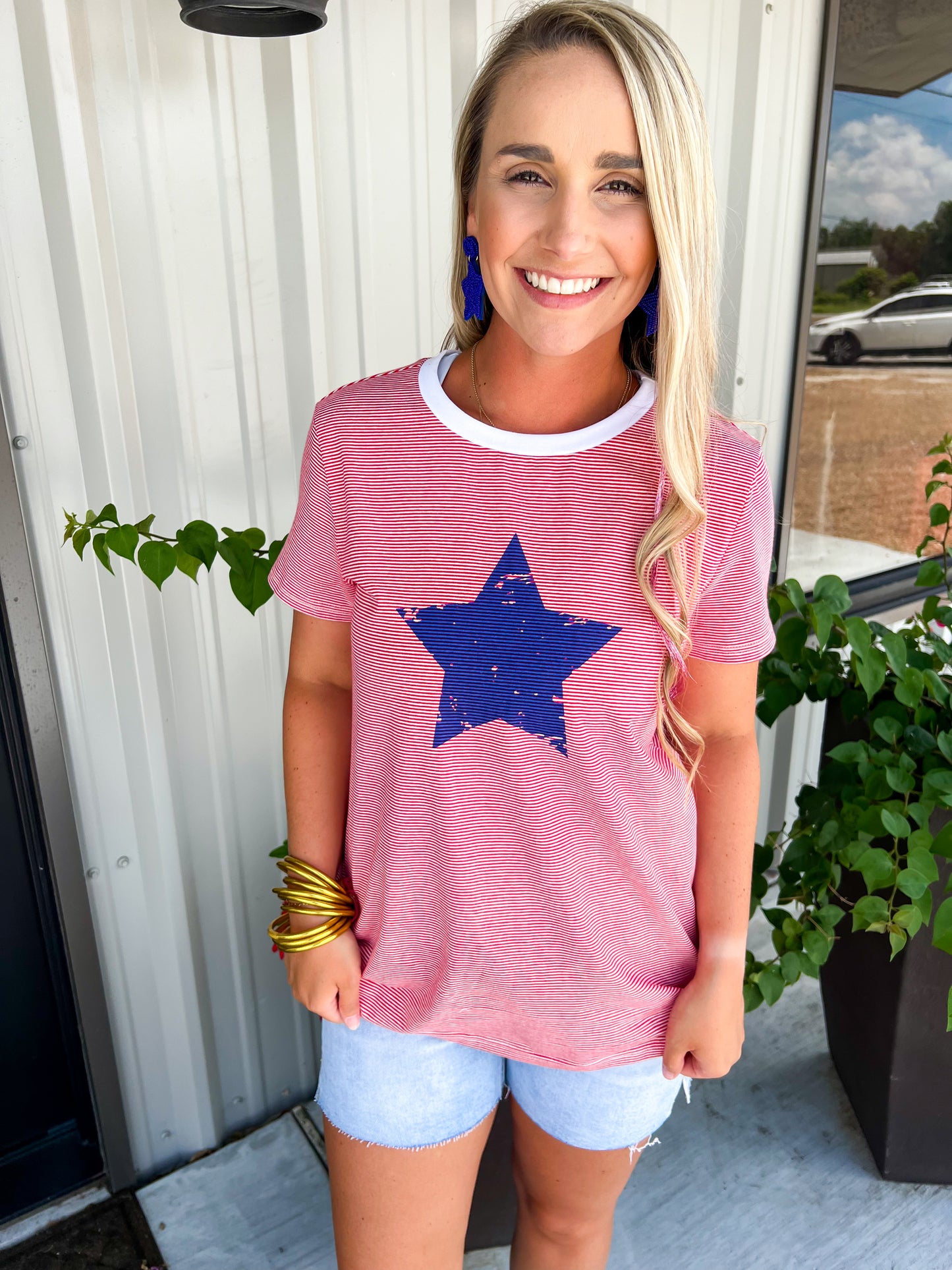 July 4th Striped Print Tee - Southern Belle Boutique