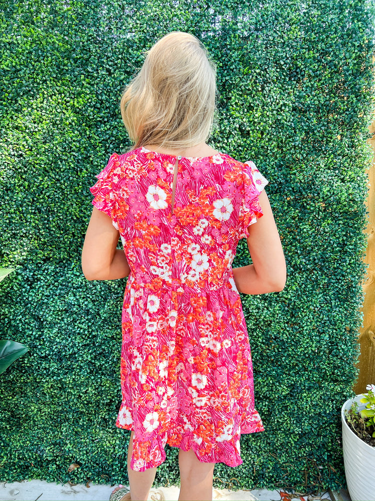 Pink Floral Print Dress - Southern Belle Boutique