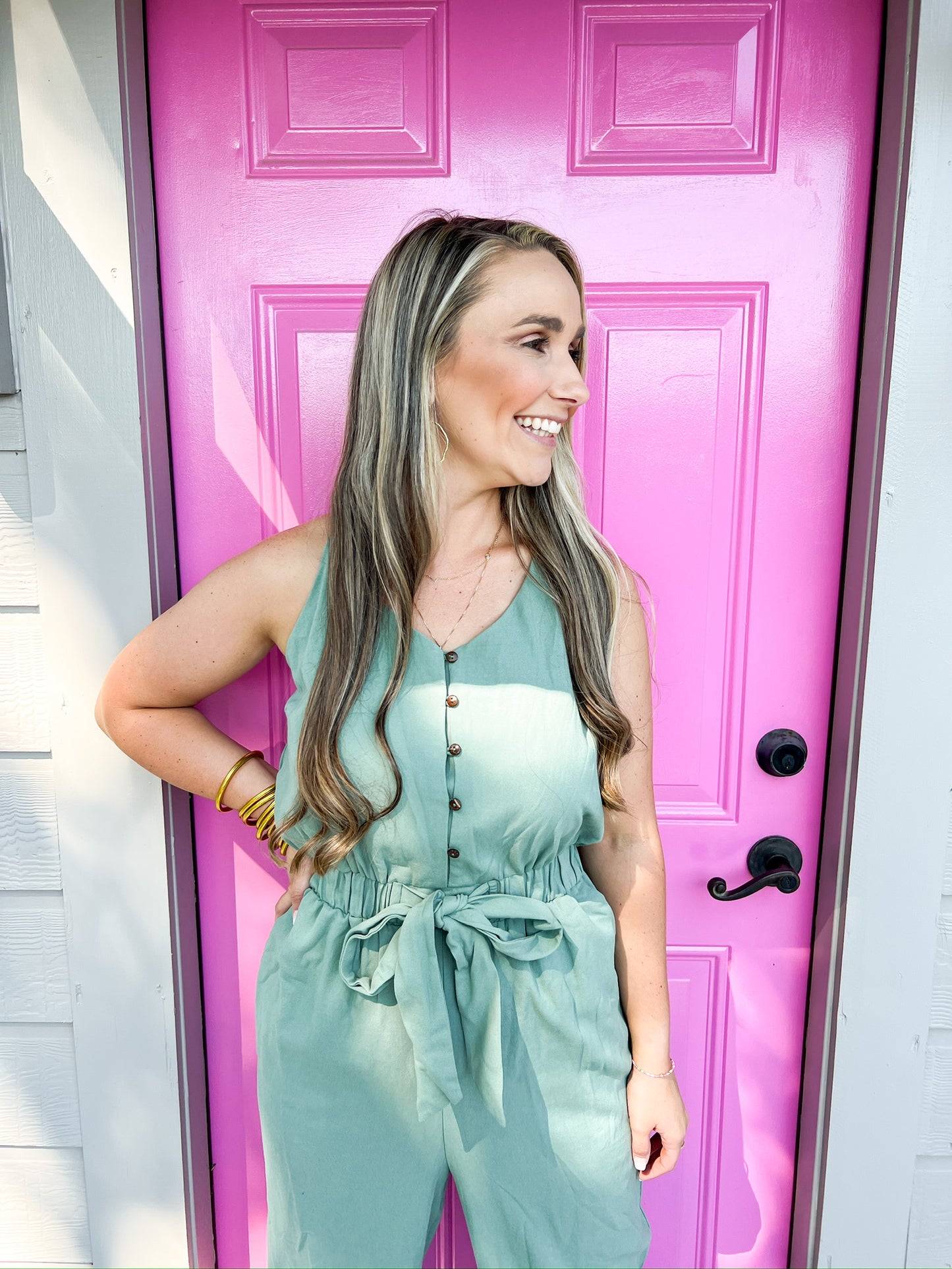 Sage Green Jumpsuit - Southern Belle Boutique