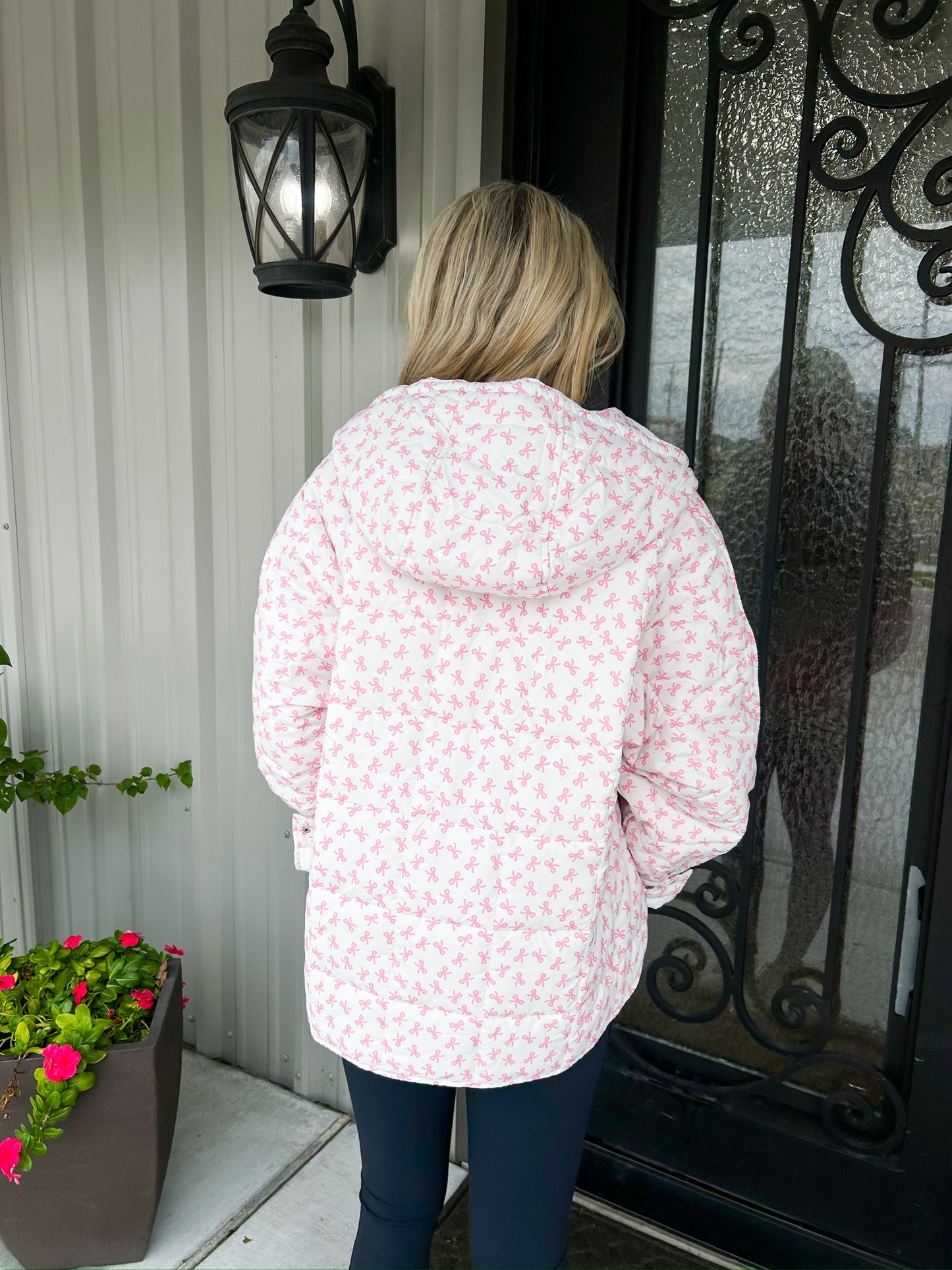 Pink Bow Pullover Puffer Jacket - Southern Belle Boutique