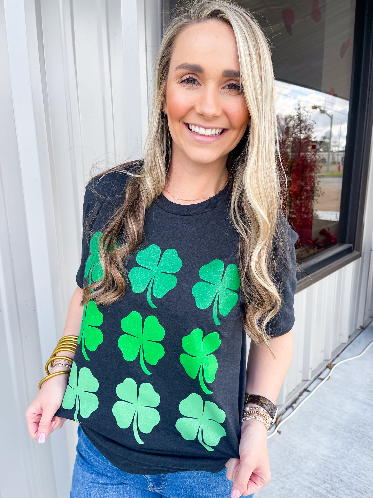 Glitter Lucky Clovers Tee - Southern Belle Boutique