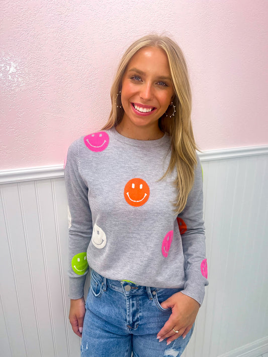Smiley Polka Dot Sweater - Southern Belle Boutique