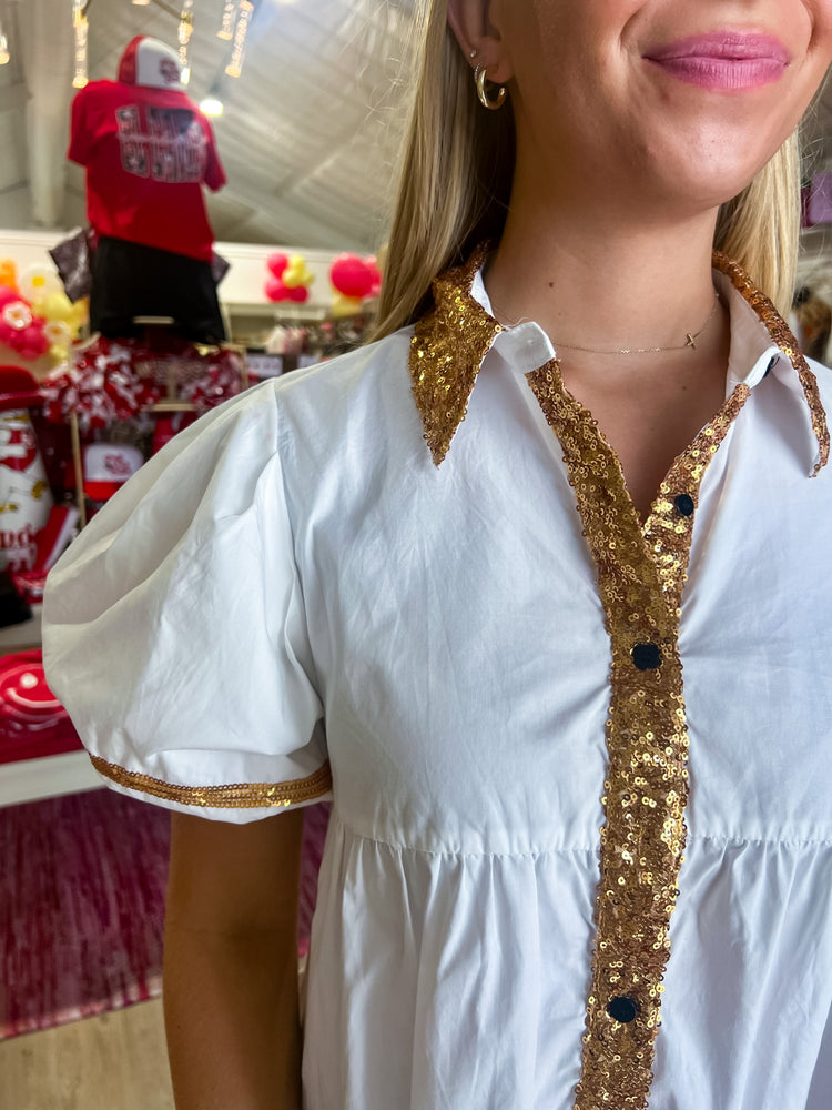 Football Gold Sequin Dress - Southern Belle Boutique