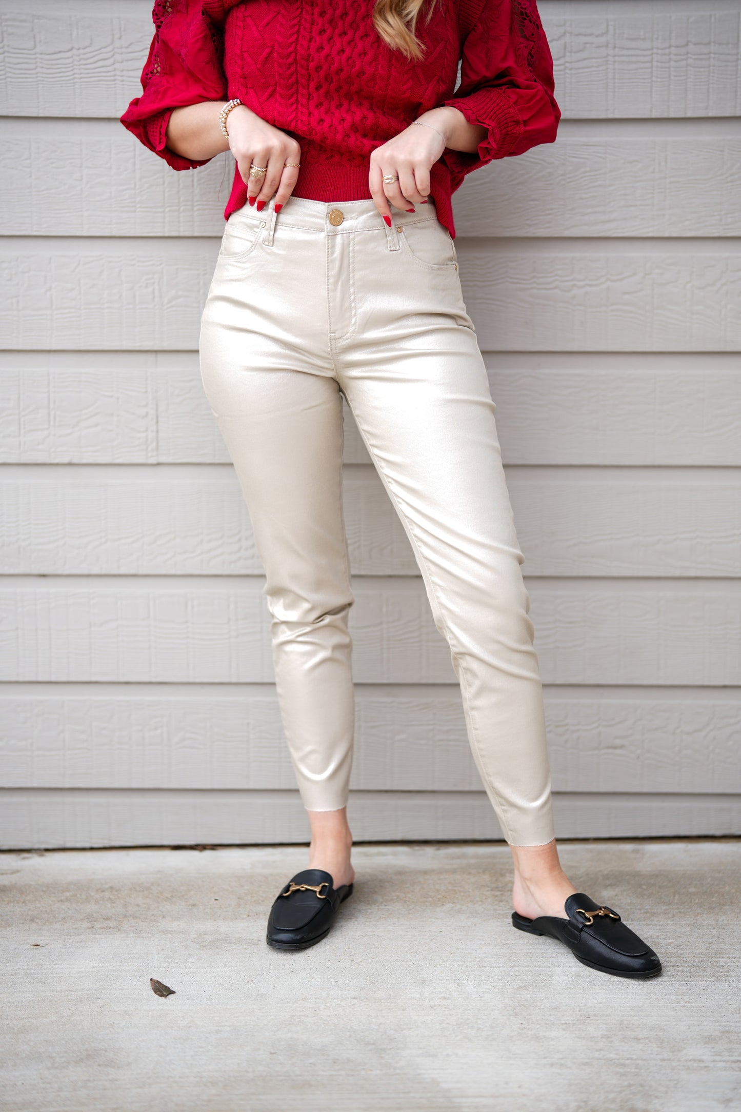 Charlize Coated High Rise Cigarette Leg - Southern Belle Boutique