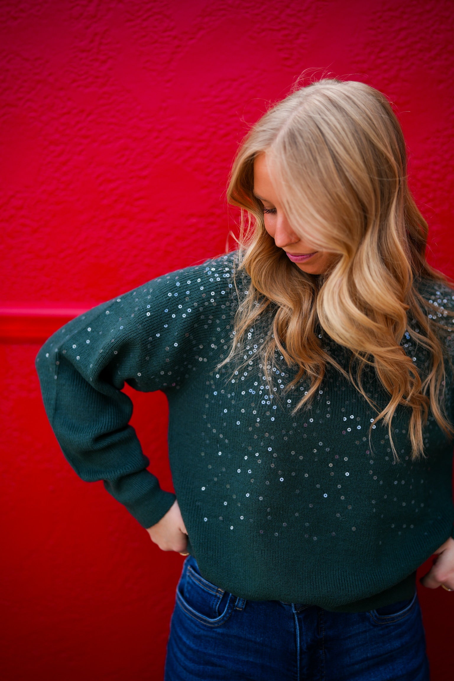 Kathleen Sequin Sweater - Black - Southern Belle Boutique