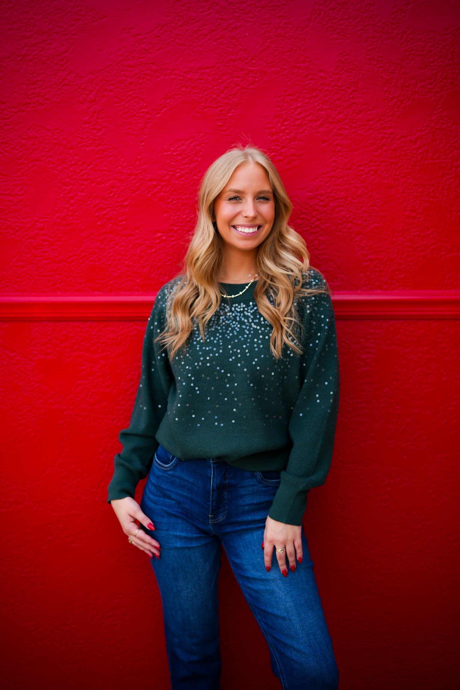 Kathleen Sequin Sweater - Black - Southern Belle Boutique