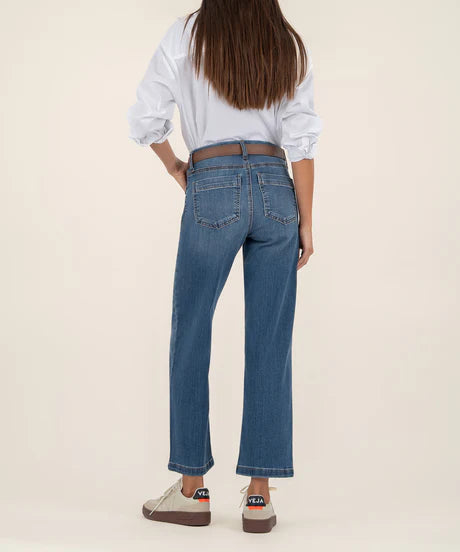 Charlotte HR Wide Leg Front Seam Patch Jeans - Vibrant