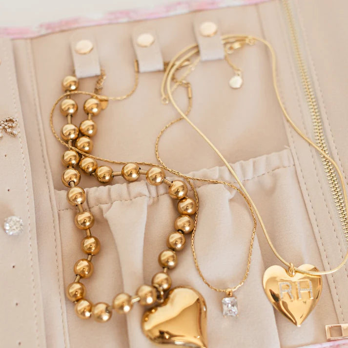 Ruffled Jewelry Fold - Pink Polka Stripe