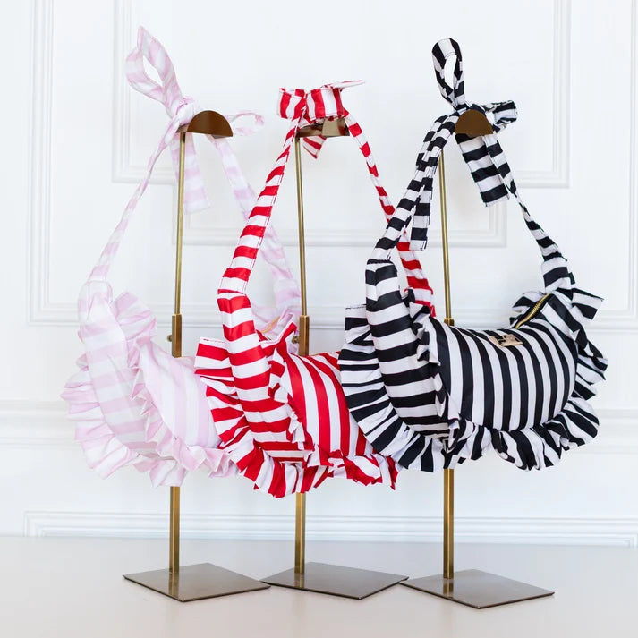 Ruffled Bum Bag - Brown Stripe