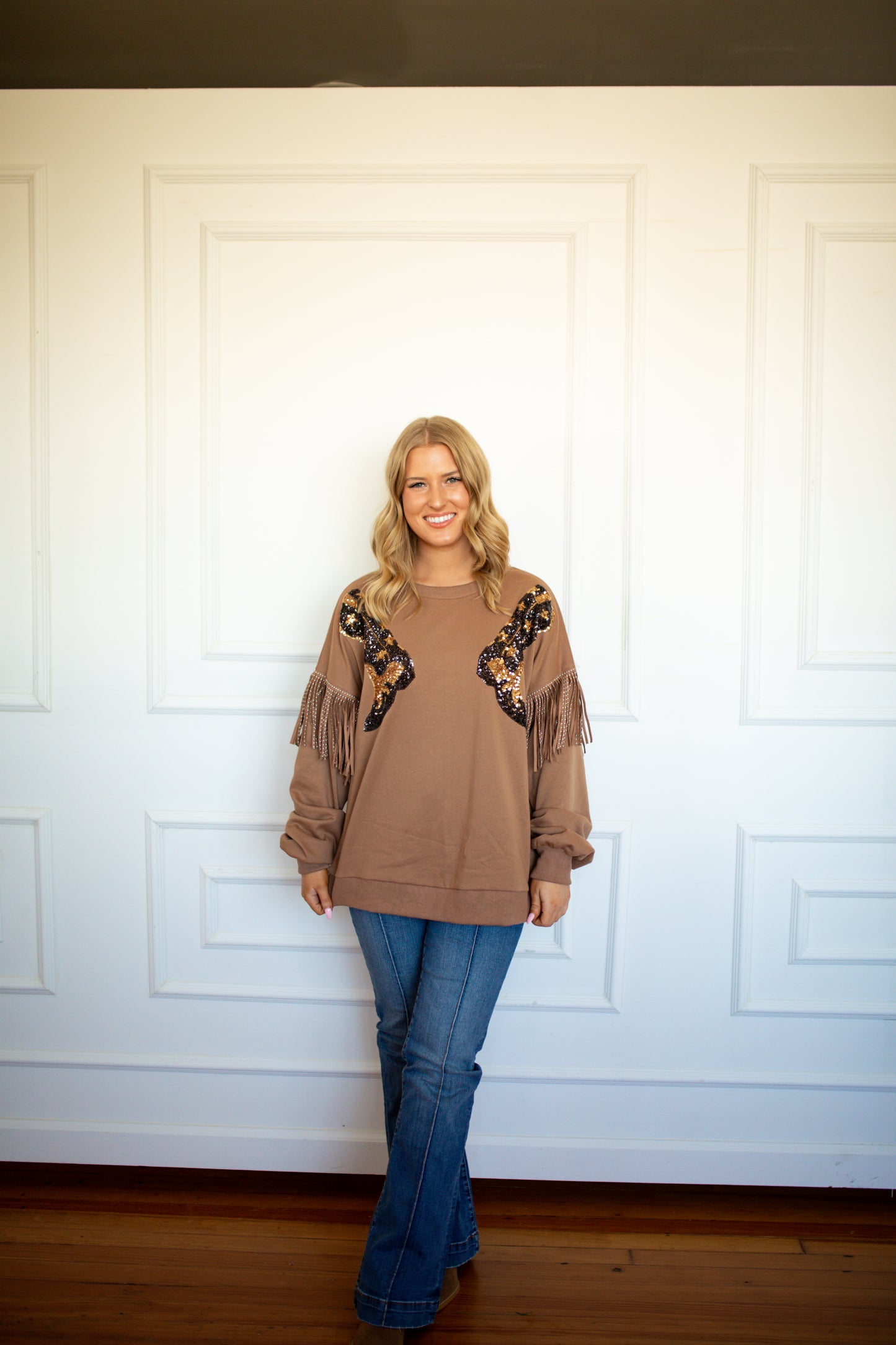 Sequin Boots Pull Over - Southern Belle Boutique
