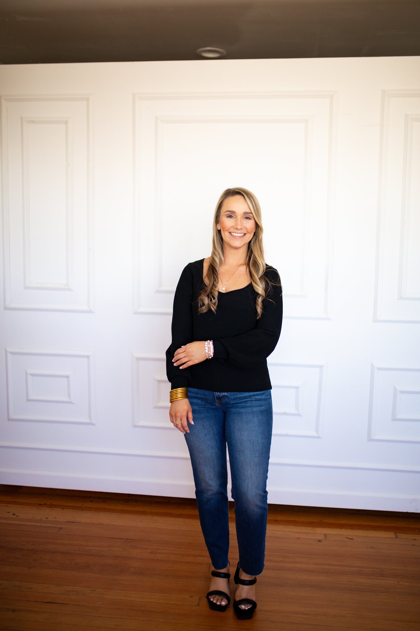 Lincoln Peplum Sleeve Sweater - Black - Southern Belle Boutique
