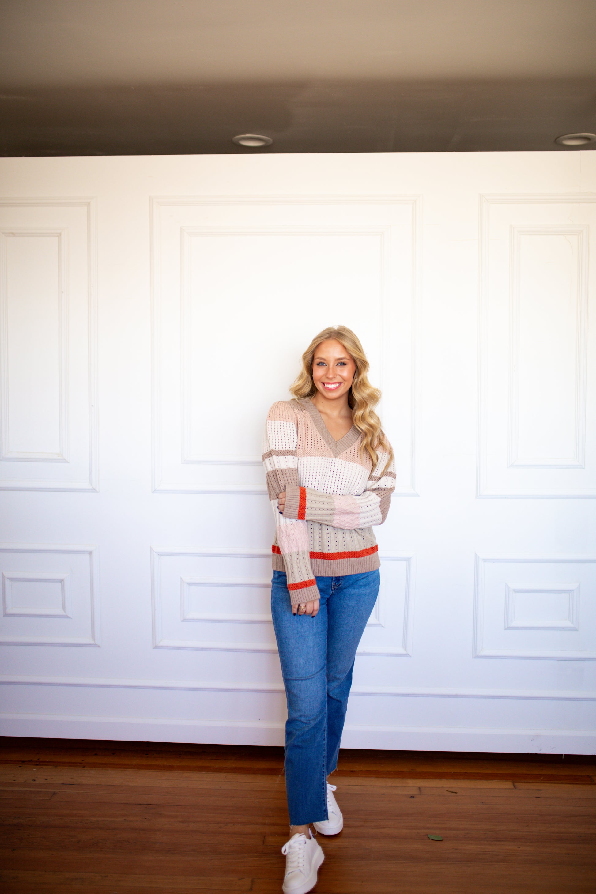 Waverly Textured Stripe Sweater - Birch Multi - Southern Belle Boutique