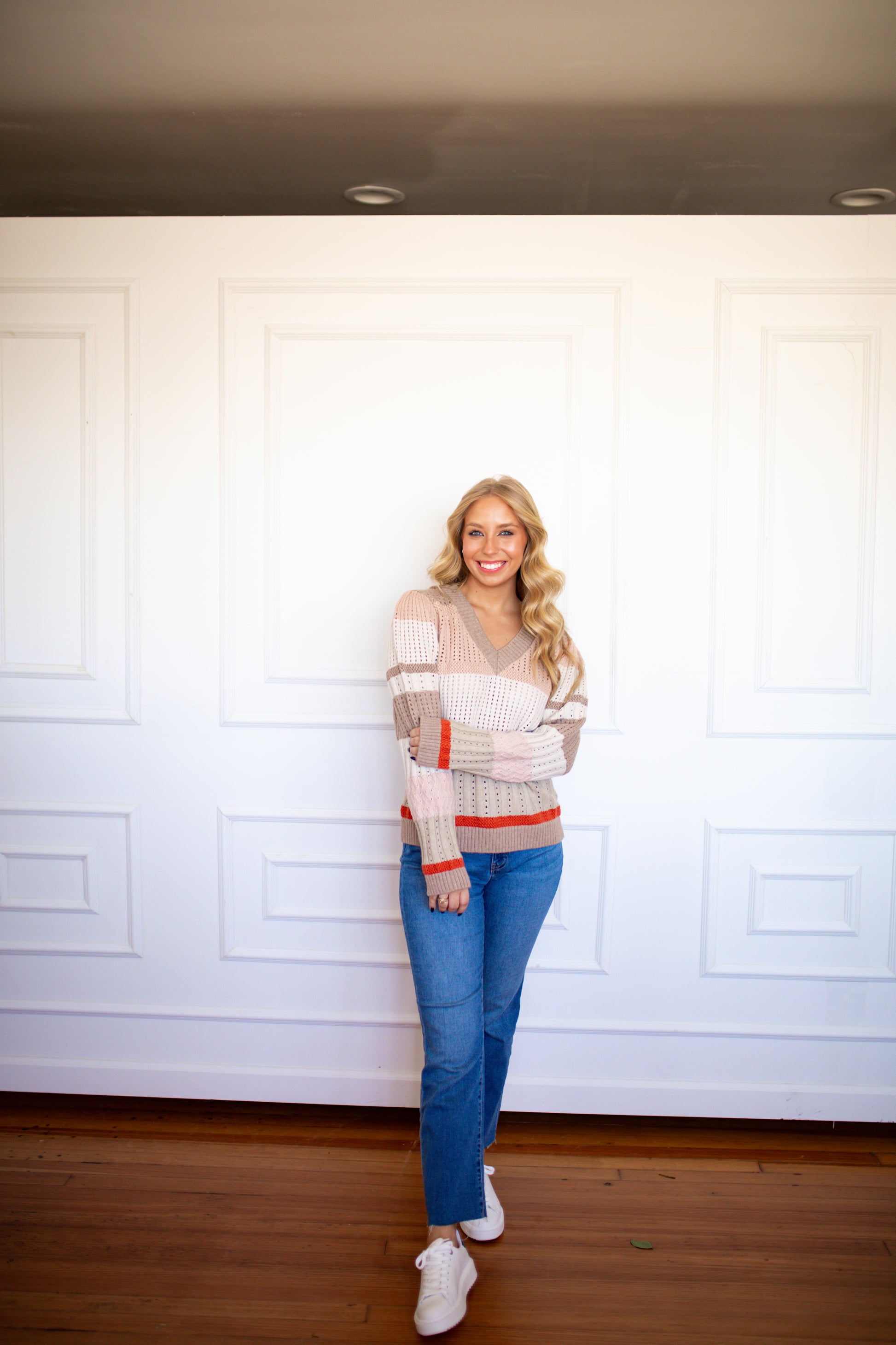 Waverly Textured Stripe Sweater - Birch Multi - Southern Belle Boutique