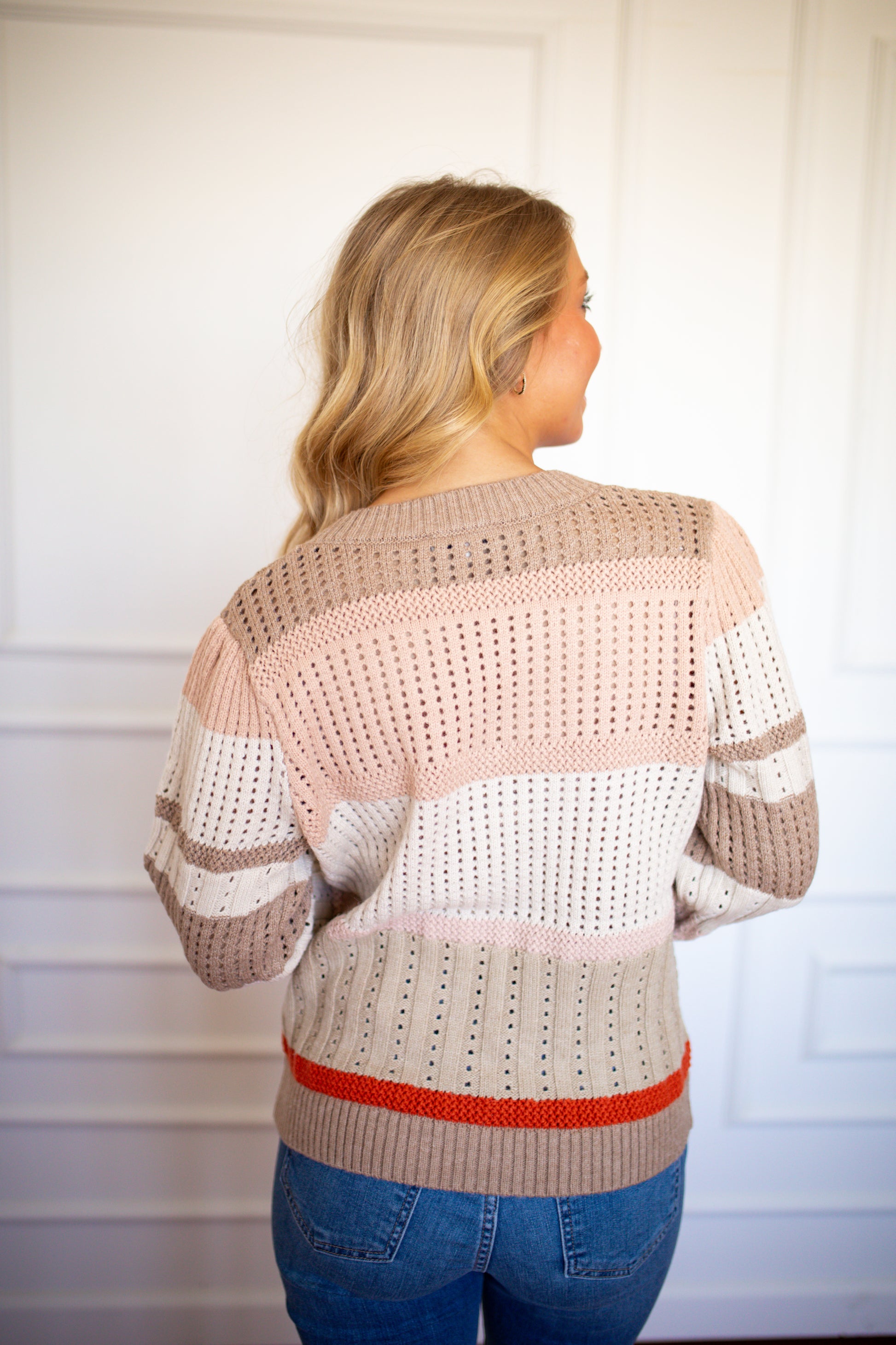 Waverly Textured Stripe Sweater - Birch Multi - Southern Belle Boutique