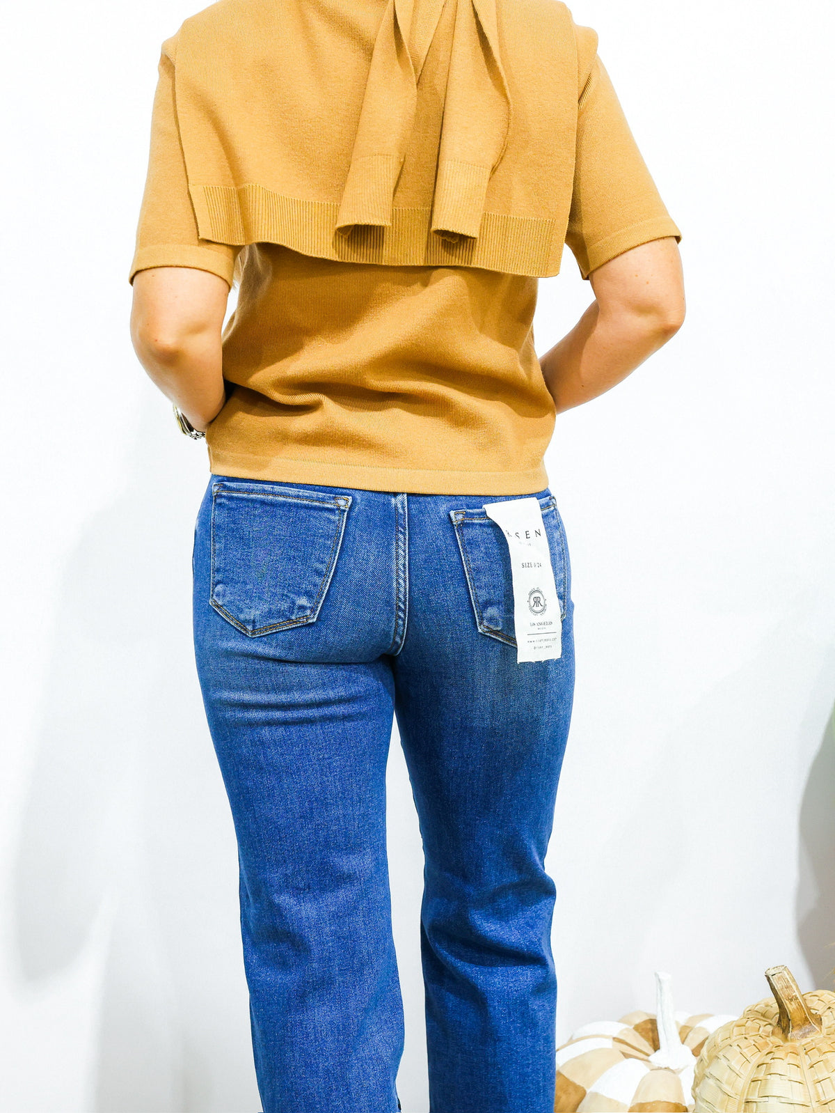 Rhinestone Detailed High Rise Jeans