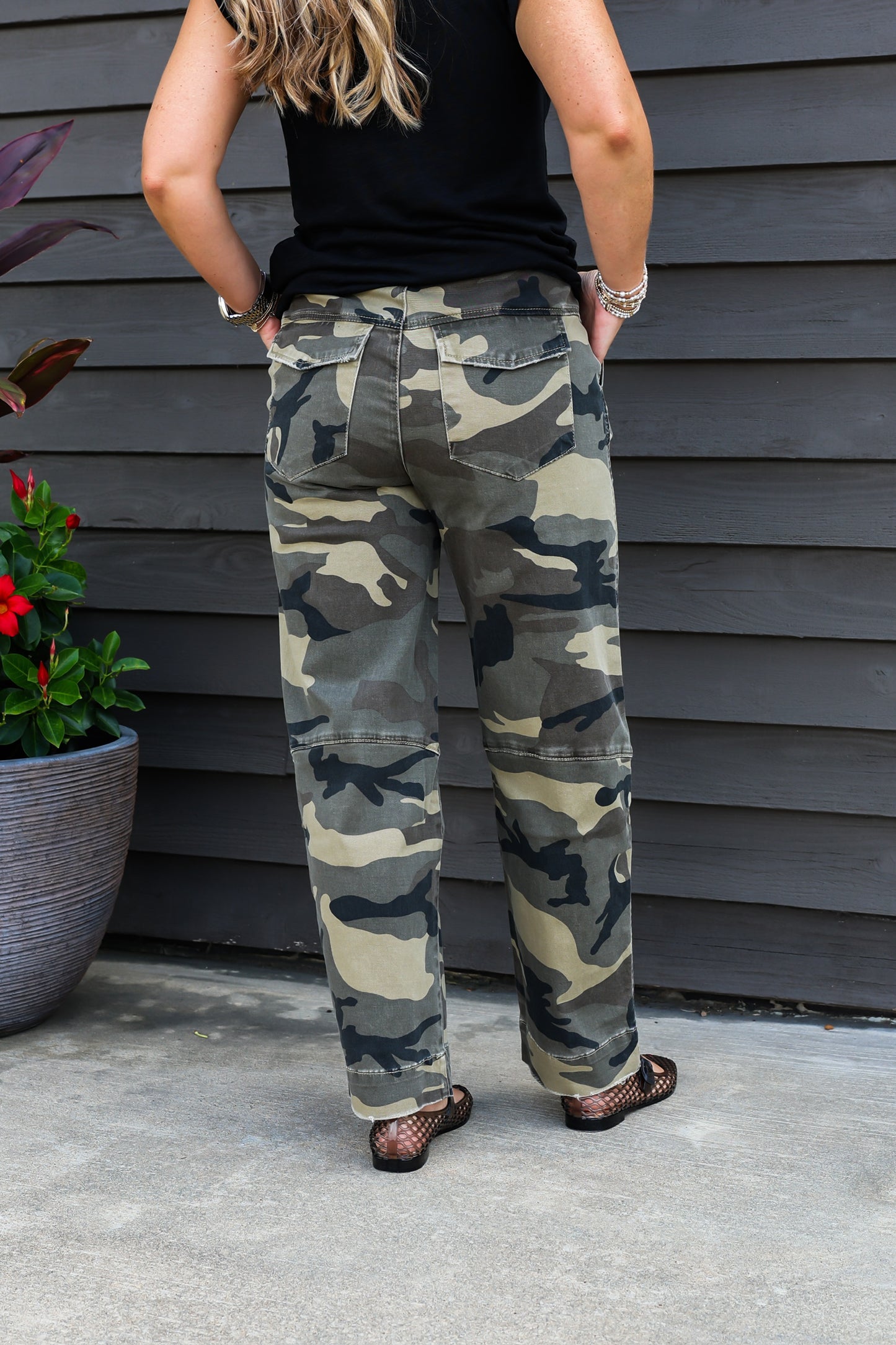 Ashton Camo Wide Leg Barrel Jean