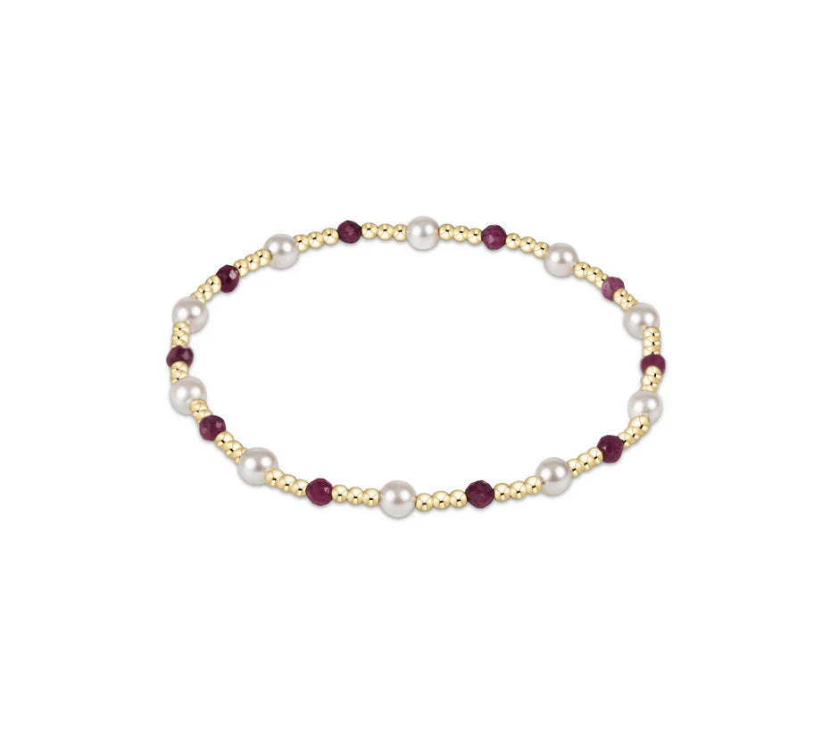 Pearl Sincerity Pattern 4MM Bead Bracelet - Ruby