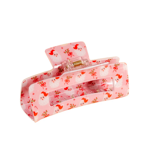 Holly Jolly Santa Bow Claw Clip