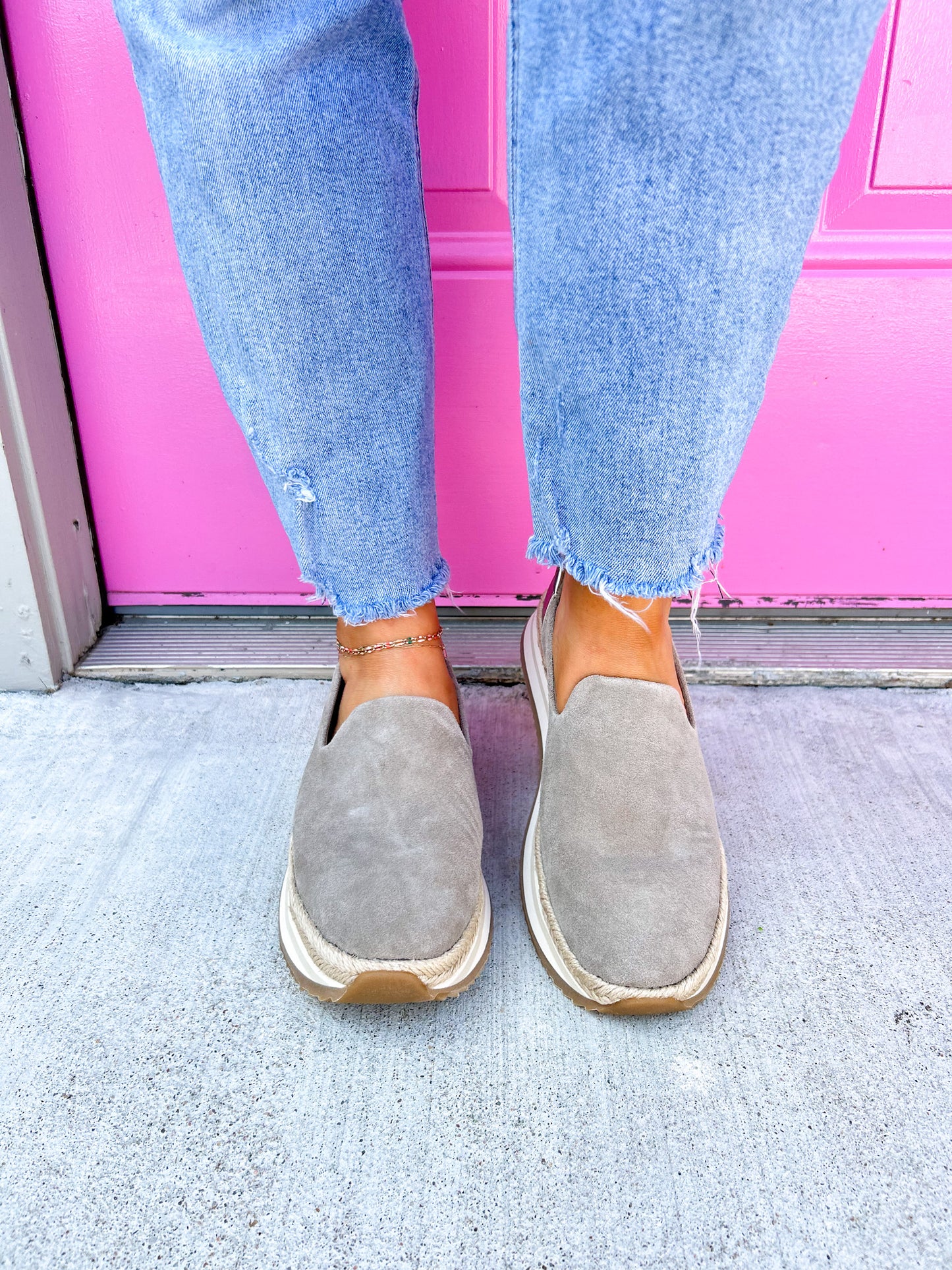 Jocelyn Taupe Metallic Suede Espadrille Sneaker - Southern Belle Boutique