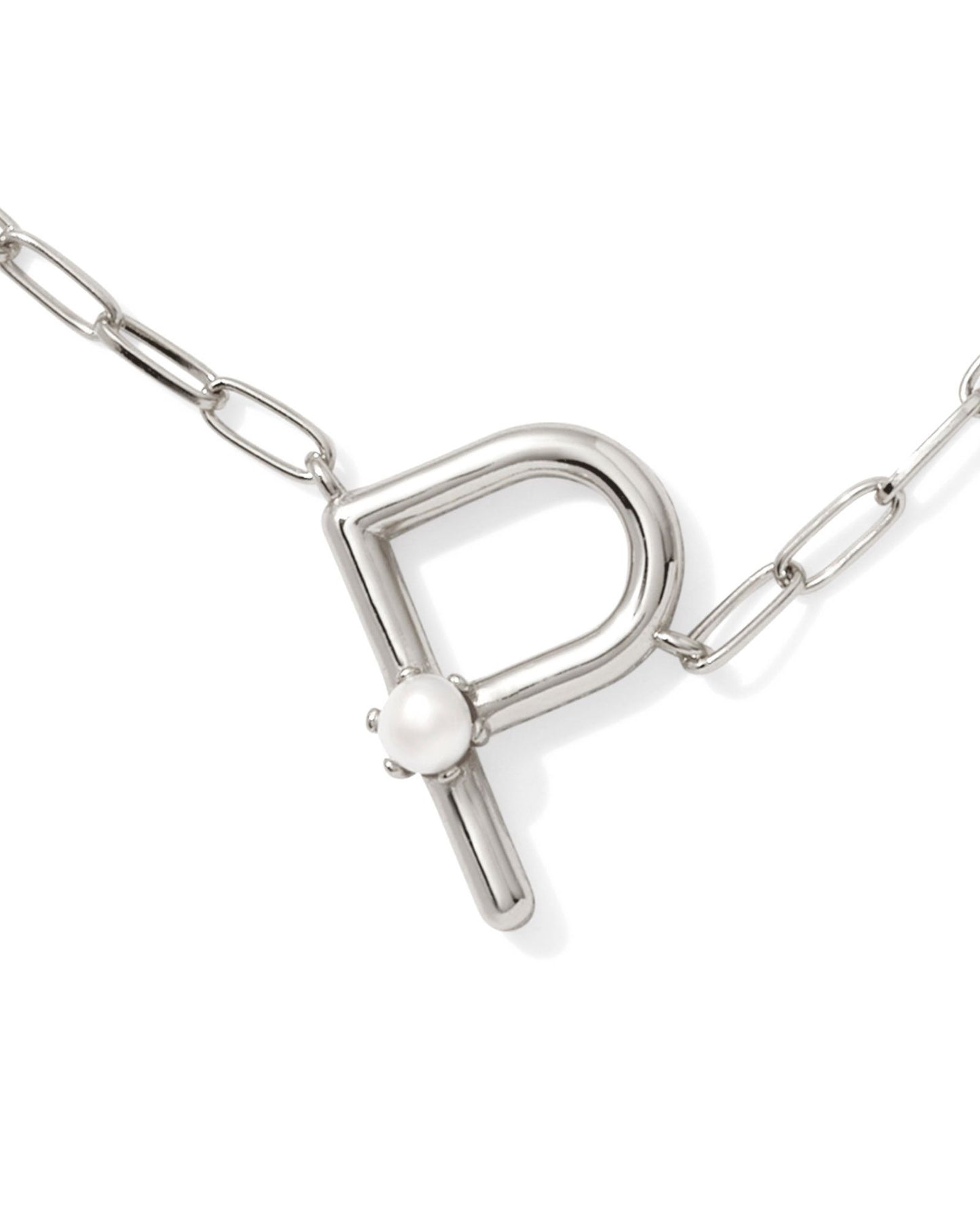 Pearl Initial P Short Pendant Necklace - Silver - Southern Belle Boutique