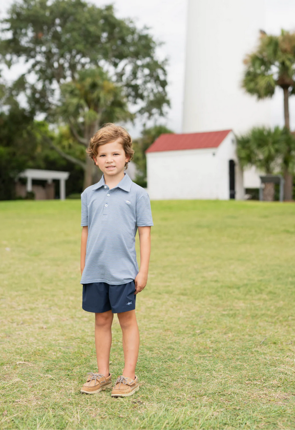 Blue/White Stripe Banks Polo - Southern Belle Boutique