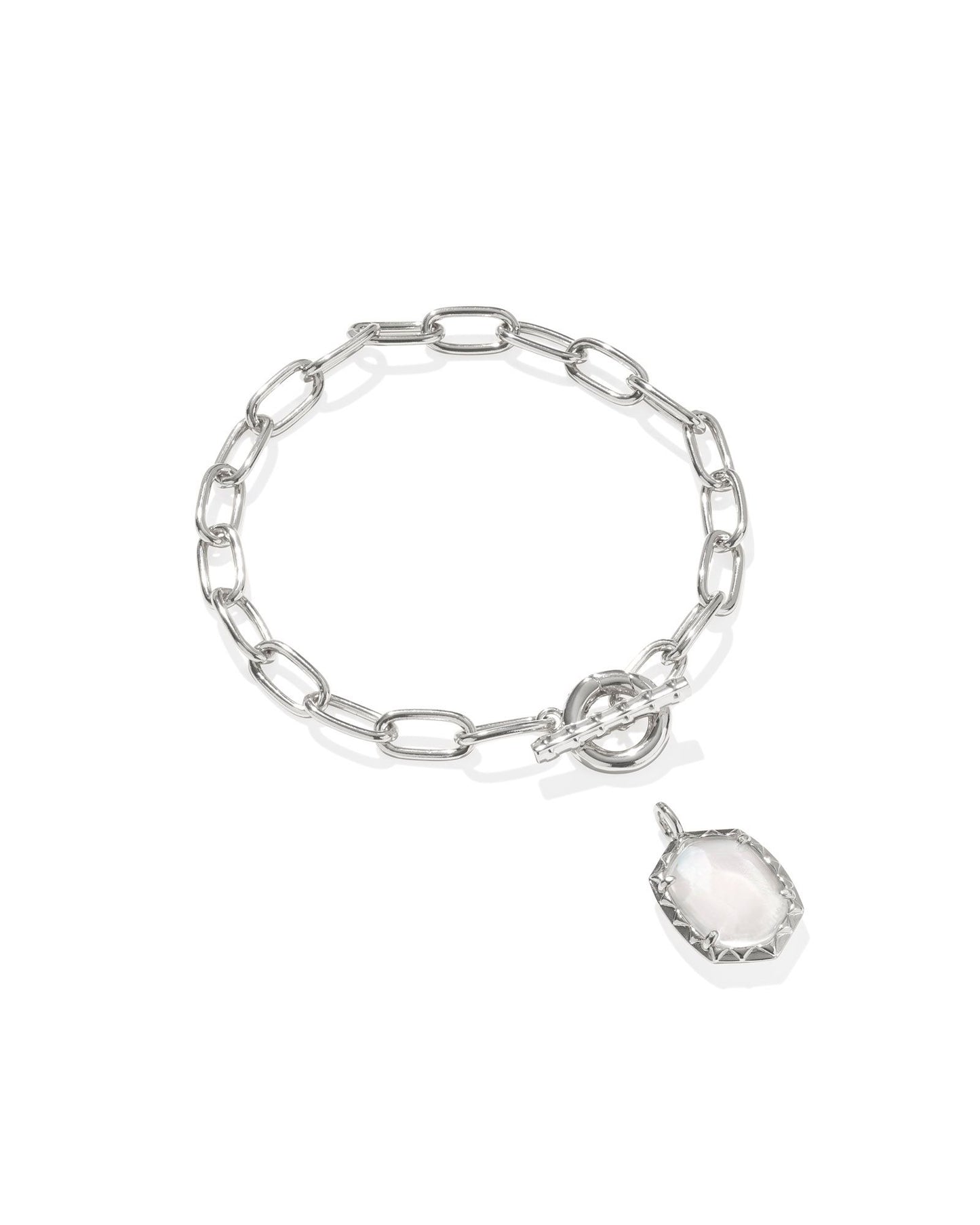 Daphne Link And Chain Bracelet Silver Ivory Mother Of Pearl - Southern Belle Boutique