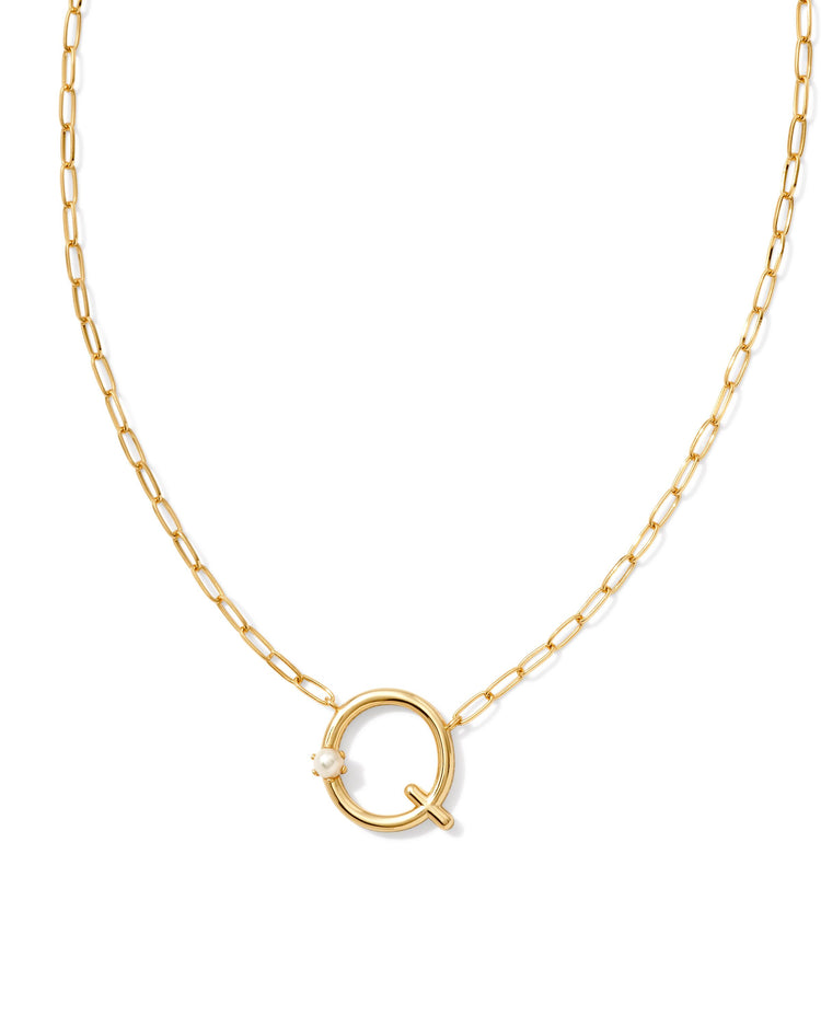 Pearl Initial Q Short Pendant Necklace - Gold - Southern Belle Boutique