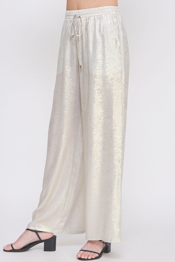 Silver Satin Pants - Southern Belle Boutique