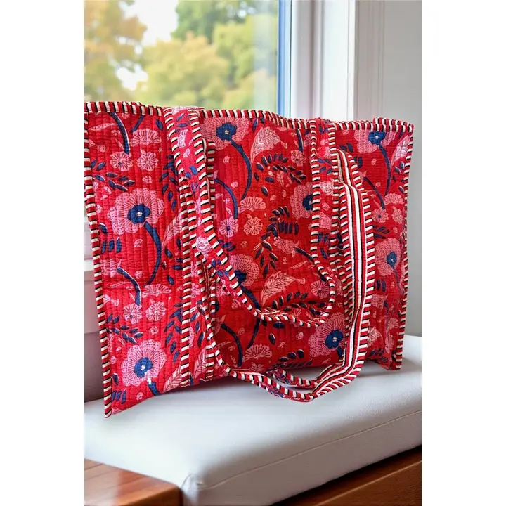 Scarlet Blooms Floral Tote Bag - Southern Belle Boutique