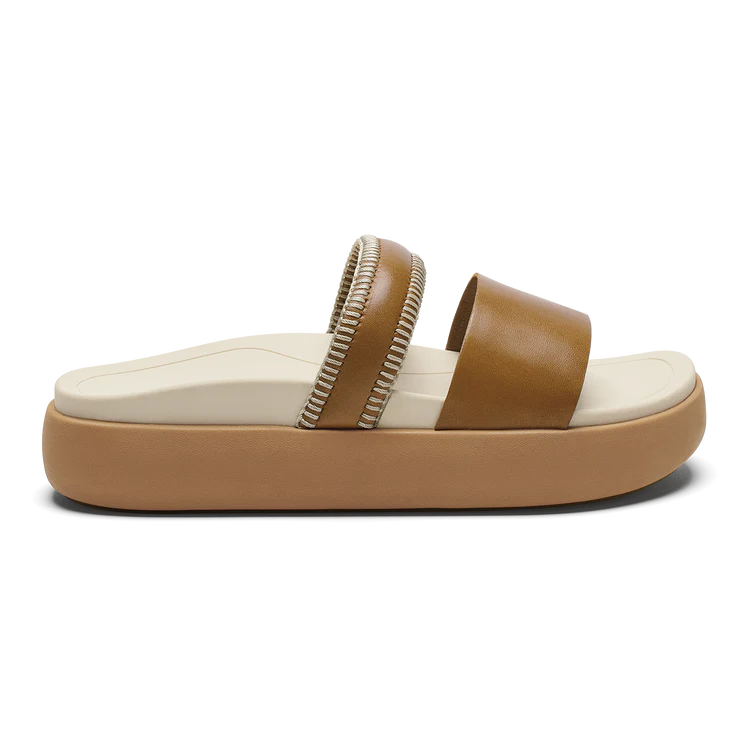 Pae Leather Slide Sandals - Tan/White Sand - Southern Belle Boutique