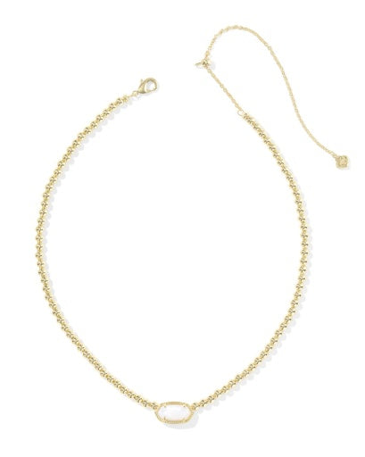 Elisa Beaded Necklace - Gold Ivory Mother Of Pearl
