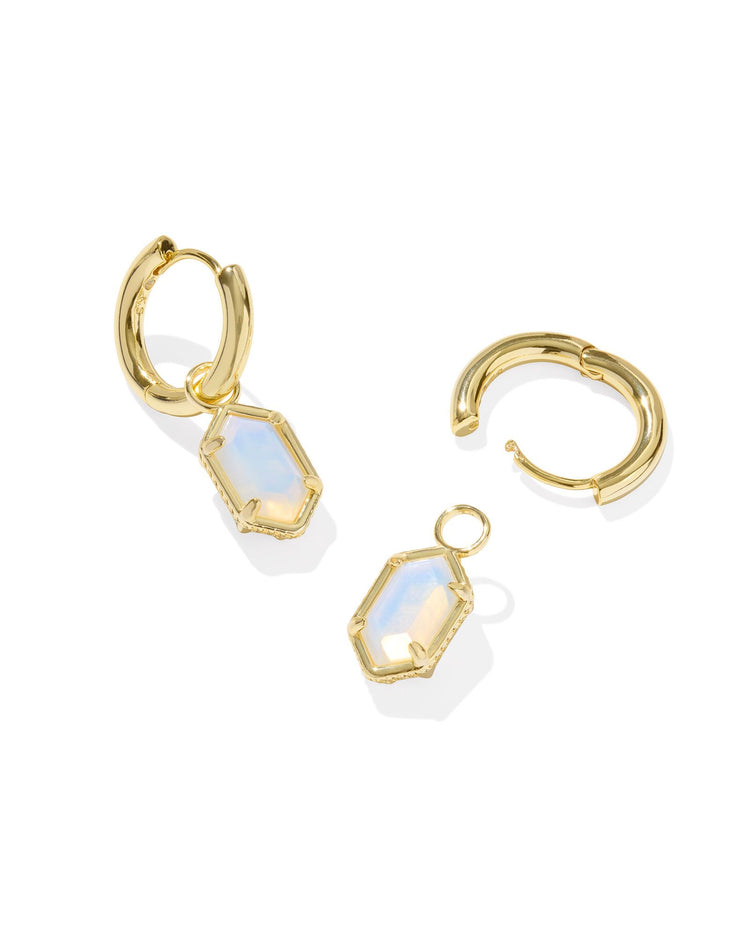 Hallie Huggie Earrings Gold Opalite Illusion - Southern Belle Boutique
