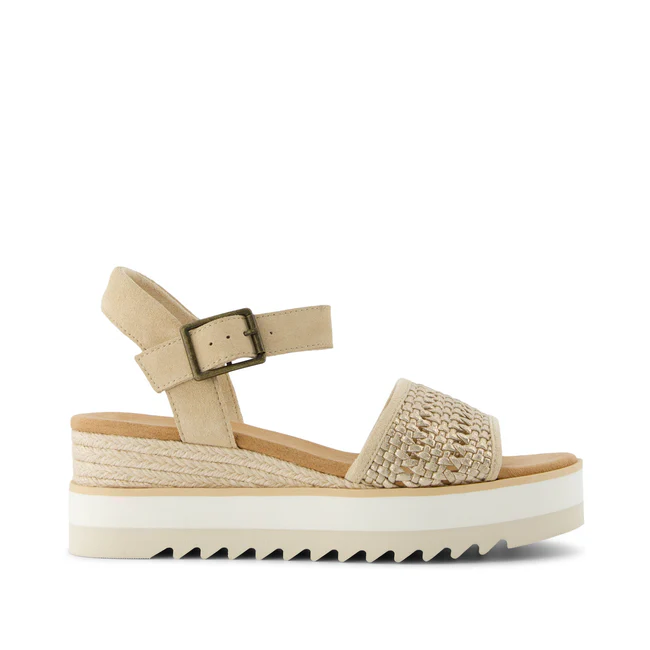 Diana Wedge Sandal - Champagne Metallic Basket Weave - Southern Belle Boutique