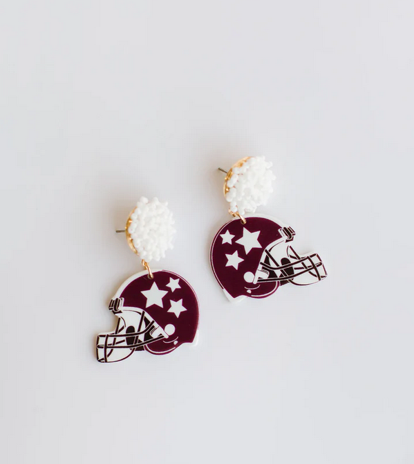Touchdown Earrings - Maroon - Southern Belle Boutique