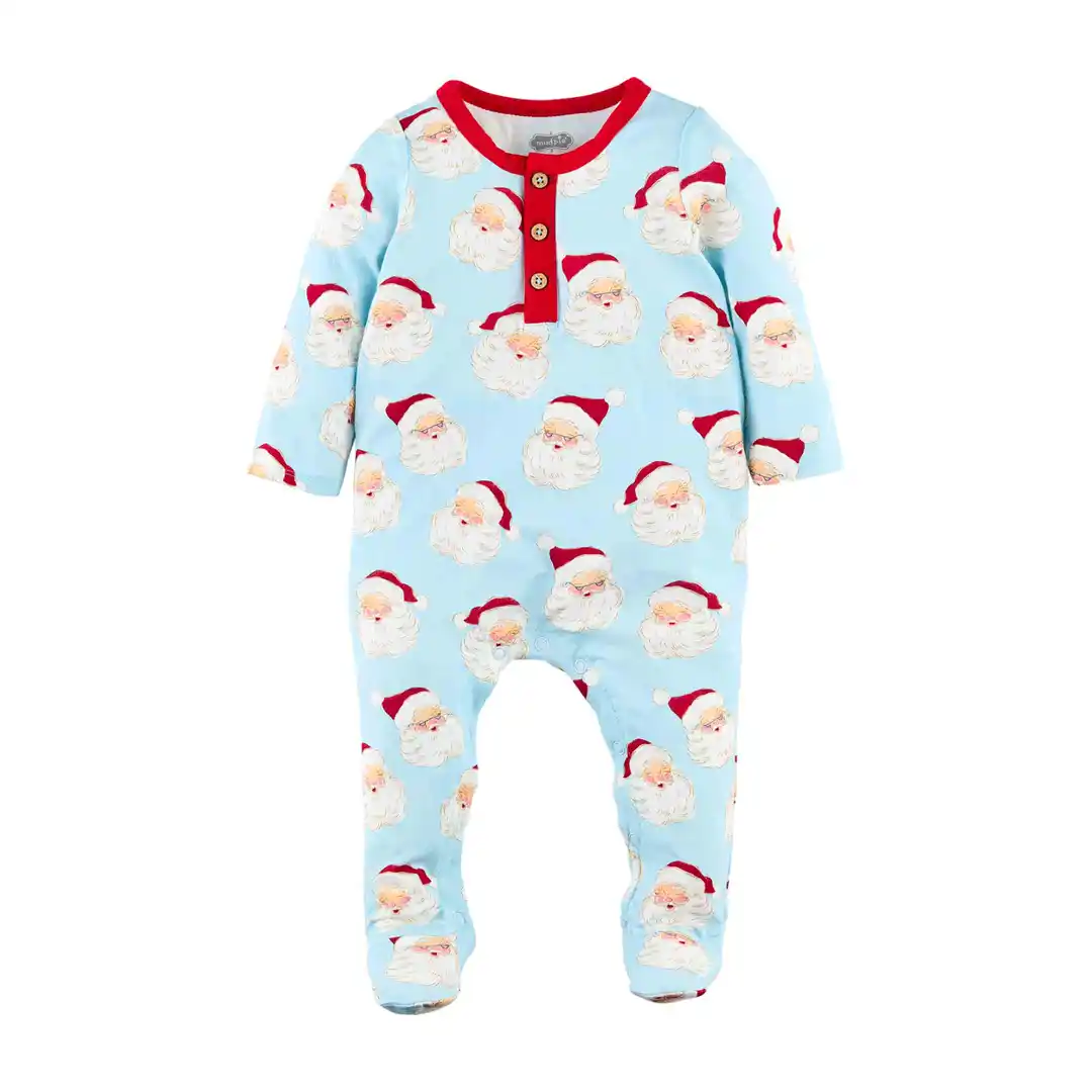 Blue Vintage Santa Baby Sleeper - Southern Belle Boutique