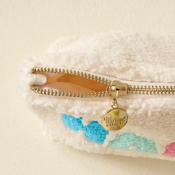 Cream Teddy Pouch - Happy - Southern Belle Boutique