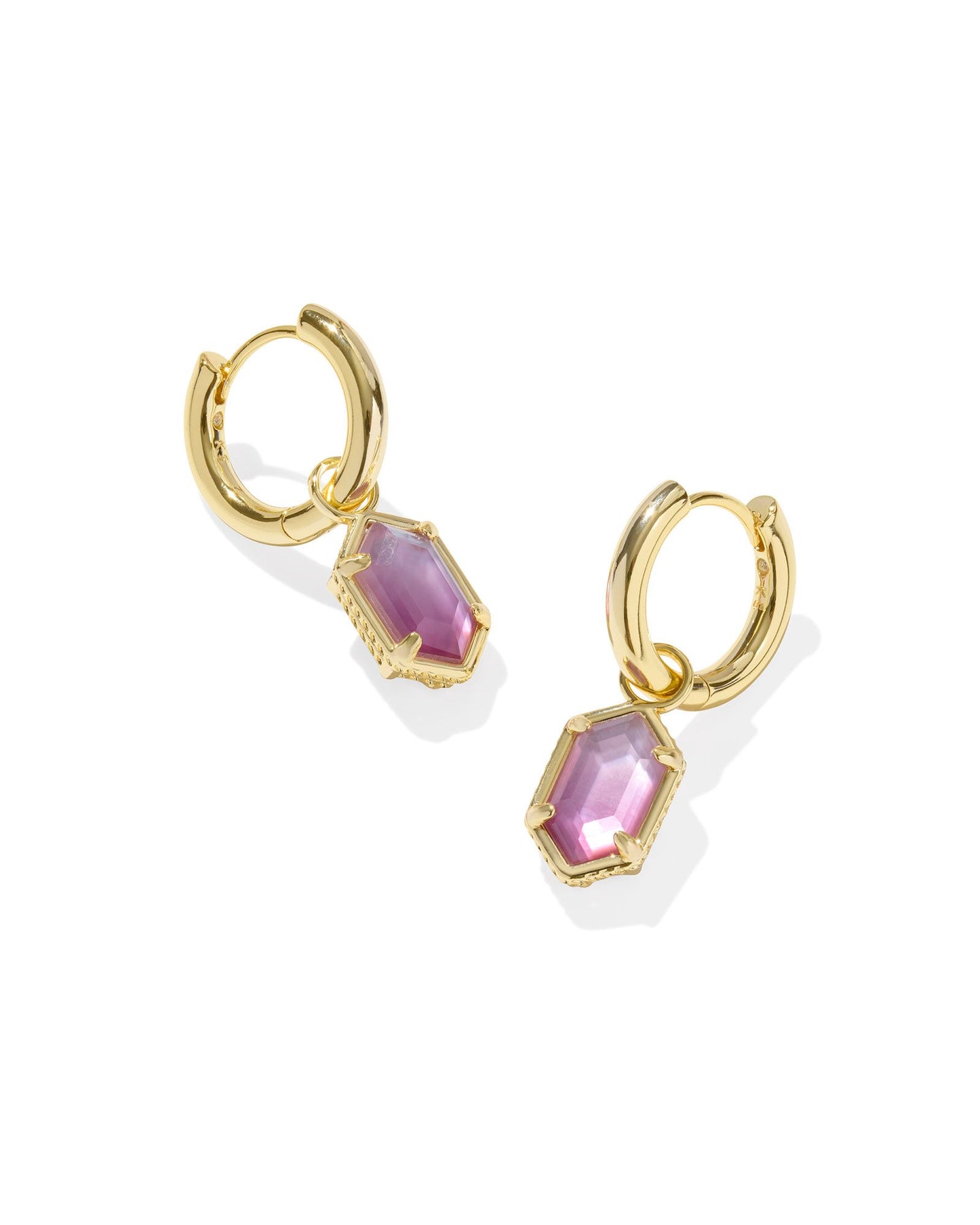 Hallie Huggie Earrings Gold Purple Watercolor Illusion - Southern Belle Boutique