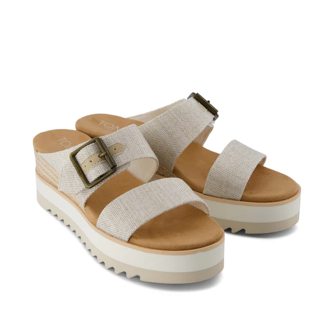 Diana Mule Buckle Wedge Sandal - Natural