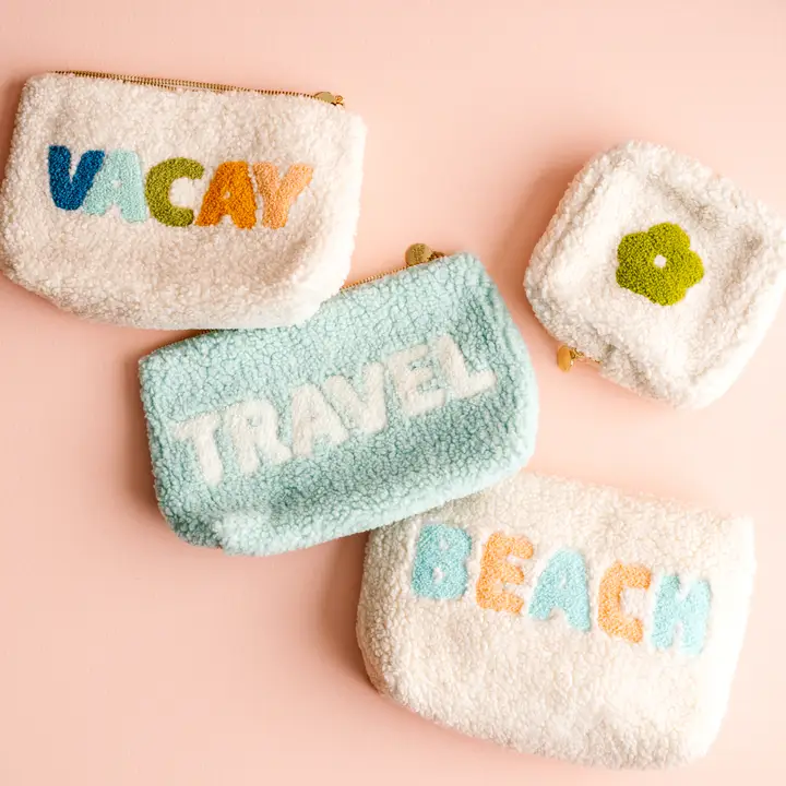 Cream Teddy Pouch - Vacay - Southern Belle Boutique