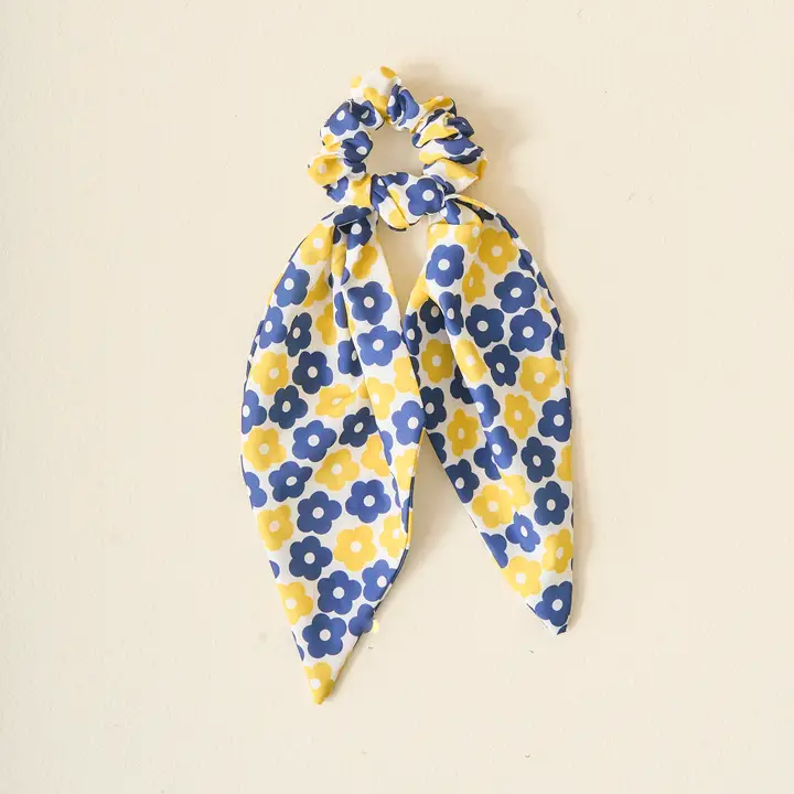 Floral Hair Scarf - Navy Yellow - Southern Belle Boutique