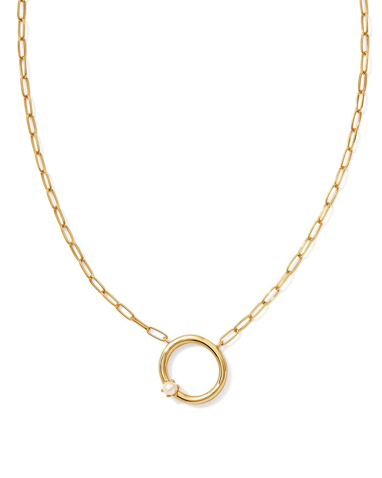 Pearl Initial O Short Pendant Necklace - Gold - Southern Belle Boutique