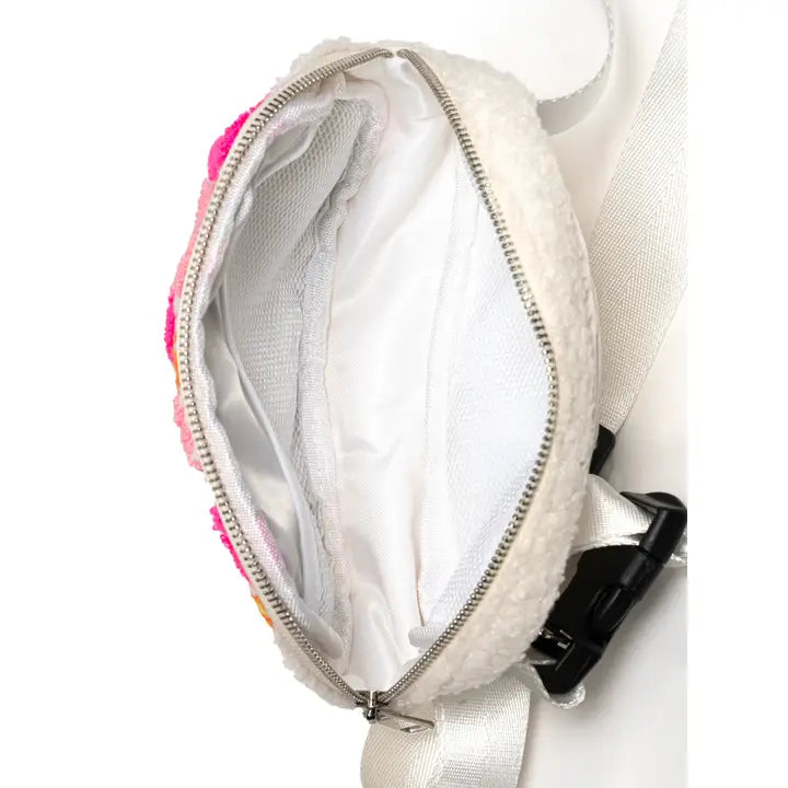 Adjustable Belt Bag - Spring Flowers in Bloom - White - Southern Belle Boutique