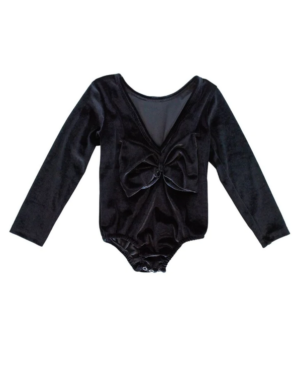 Hattie Bow Back Leotard - Black Velour - Southern Belle Boutique