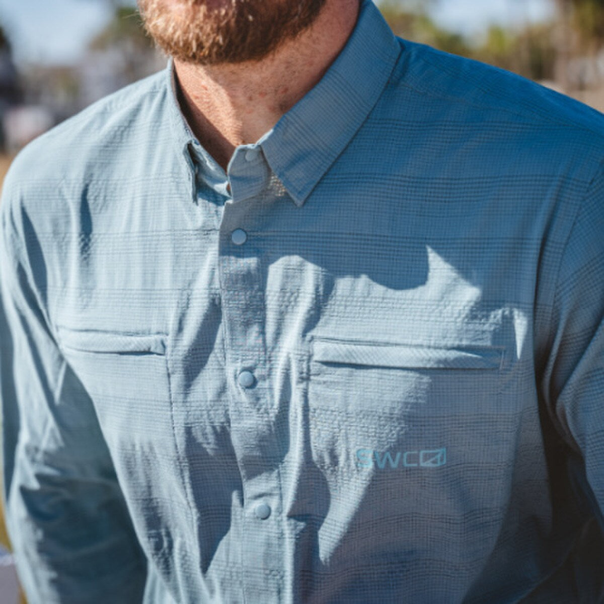 Oysterman L/S Button Up Shirt - Smoke Blue - Southern Belle Boutique