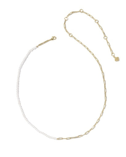 Markie Half Chain Necklace - Gold Freshwater Cultured Pearl - Southern Belle Boutique